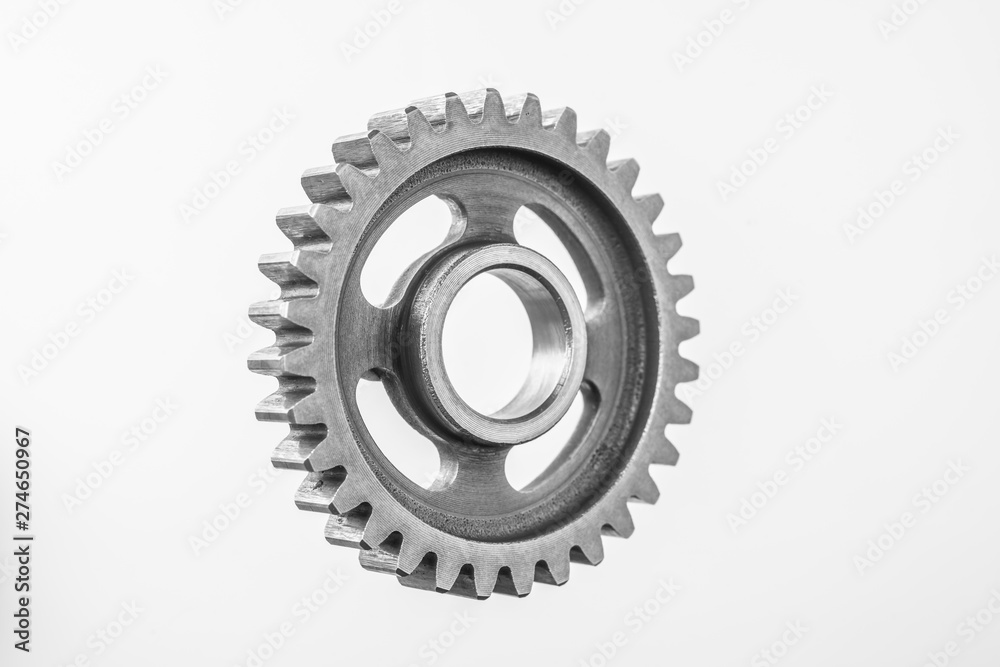 top view of metal gear isolated on white top view of metal gear isolated on white