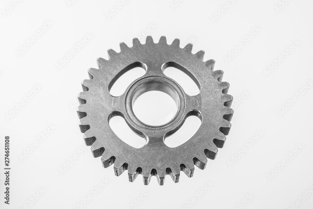 top view of metal gear isolated on white top view of metal gear isolated on white