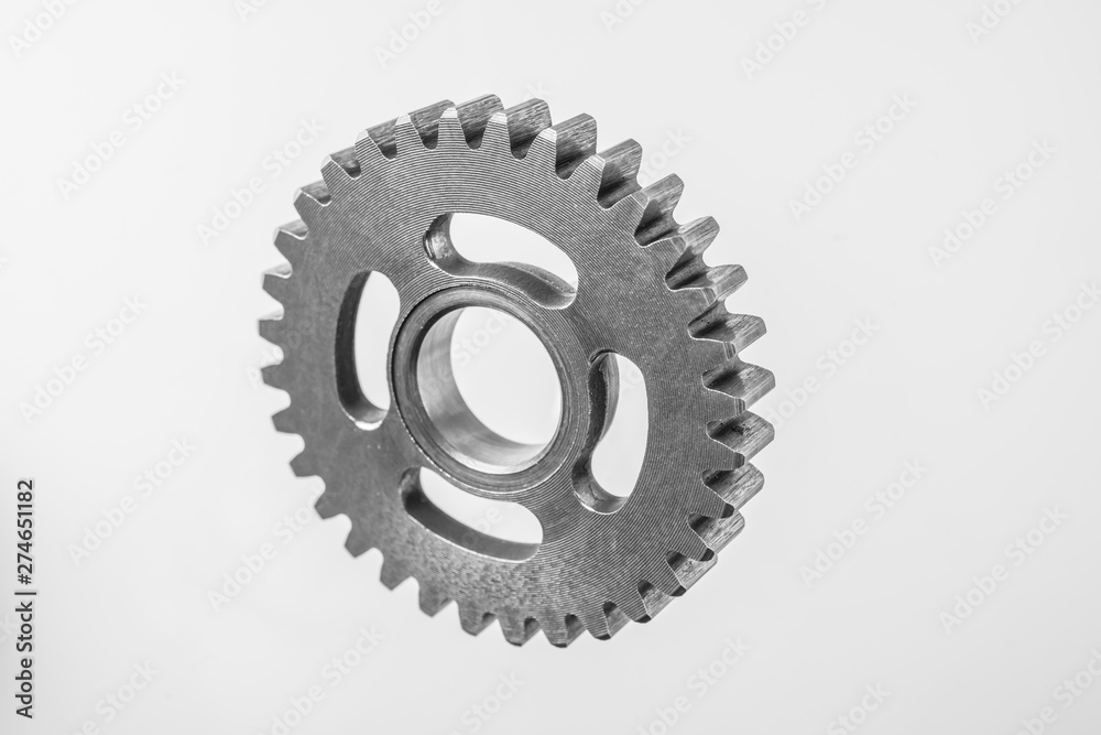 top view of metal gear isolated on white top view of metal gear isolated on white