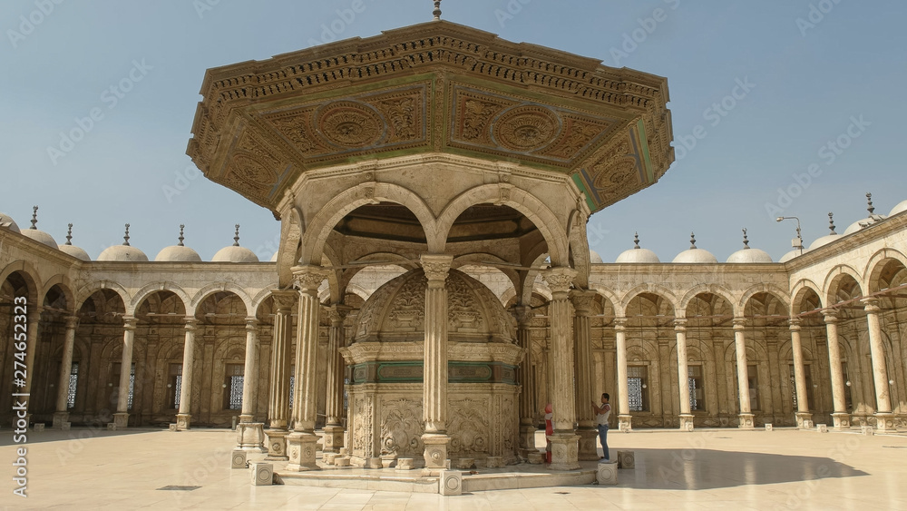 courtyard of the alabaster mosque in cairo, egypt