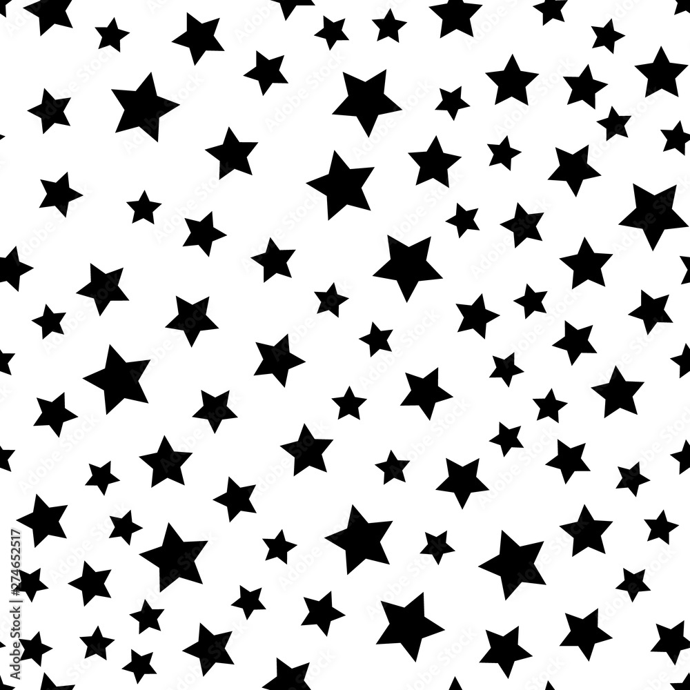 Star seamless pattern. White and black retro background. Chaotic elements. Abstract geometric shape texture. Effect of sky. Design template for wallpaper,wrapping, textile. Vector Illustration. Star seamless pattern. White and black retro background. Chaotic elements. Abstract geometric shape texture. Effect of sky. Design template for wallpaper,wrapping, textile. Vector Illustration.