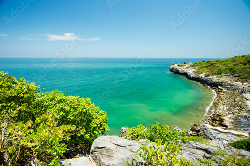 The sea landscape on hellfire pass beach of Koh Si Chang, Chonburi, Thailand.