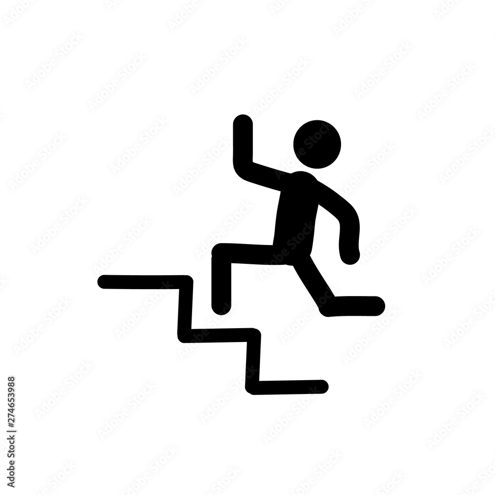 man running on white background, man running in stairways