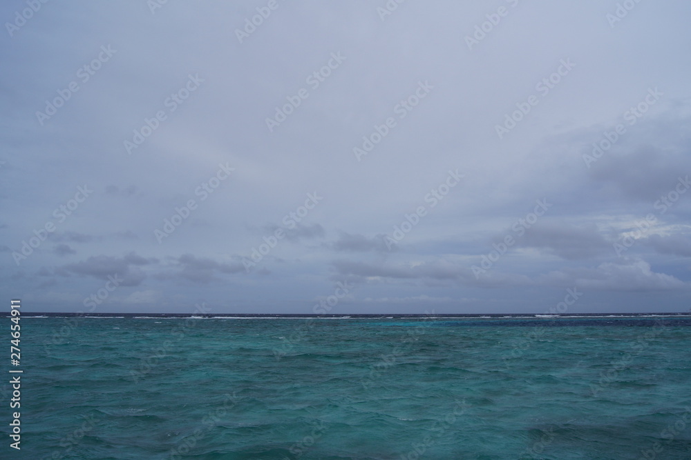 View of the sky and the Indian Ocean in cloudy weather