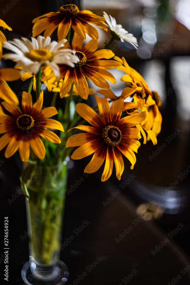 Fototapeta premium Interior decor with coreopsis flowers