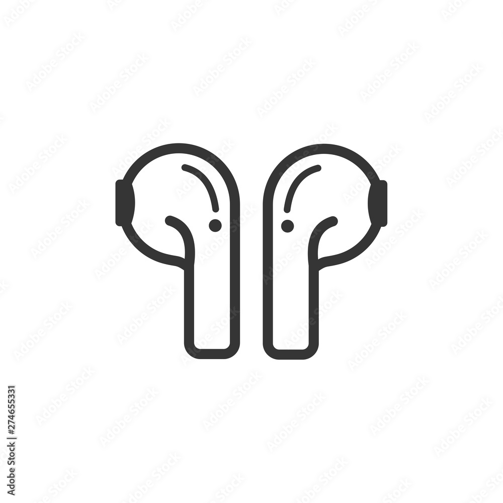 Wireless earphones icon template black color editable. Wireless earphones symbol Flat vector sign isolated on white background. Simple logo vector illustration for graphic and web design. Wireless earphones icon template black color editable. Wireless earphones symbol Flat vector sign isolated on white background. Simple logo vector illustration for graphic and web design.