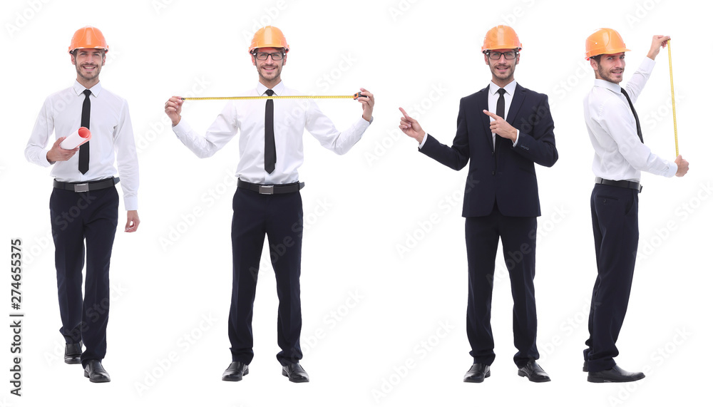 in full growth .competent engineer architect isolated on white in full growth .competent engineer architect isolated on white
