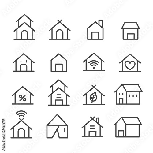 Set of simple home icon. House  hotel symbol isolated on white background