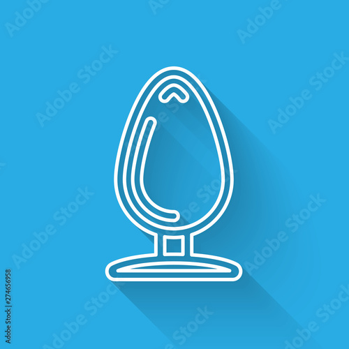White line Anal plug icon isolated with long shadow. Butt plug sign. Fetish accessory. Sex toy for men and woman. Vector Illustration