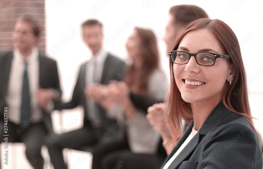 Attractive office worker standing Attractive office worker standing