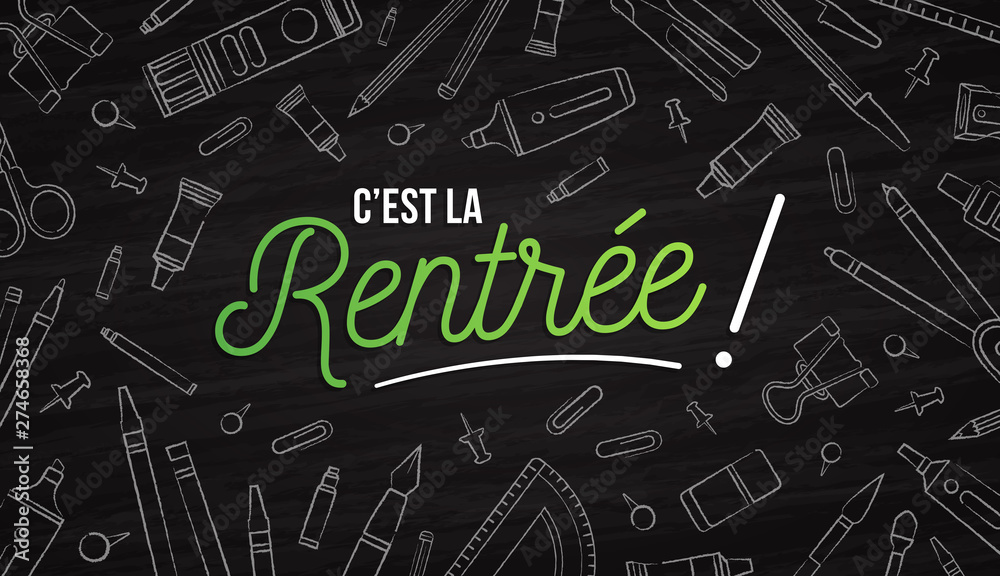 C'est la rentrée - Rentrée des classes - Bannière de rentrée scolaire colorée, avec des fournitures de bureau. C'est la rentrée - Rentrée des classes - Bannière de rentrée scolaire colorée, avec des fournitures de bureau.