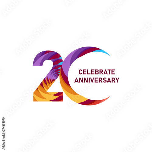 20 Year Anniversary Celebration Vector Template Design Illustration