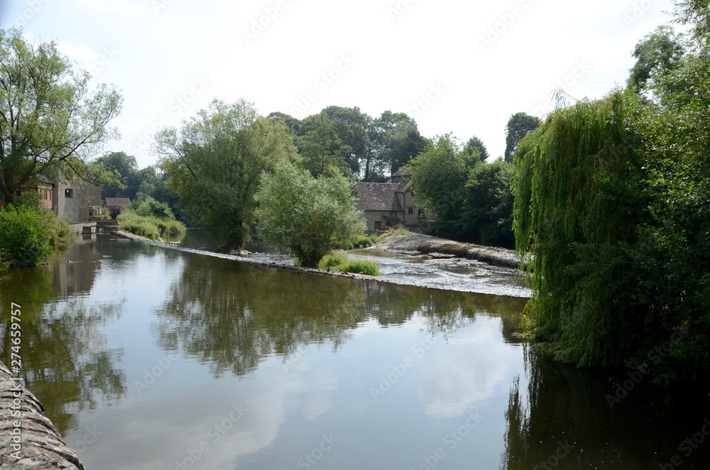 The weir on the River Teme in Ludlow, England The weir on the River Teme in Ludlow, England