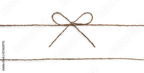 String twine rope bow isolated on white.