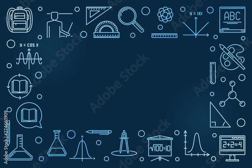 Wallpaper Mural School and Education concept blue horizontal linear frame or banner - vector illustration on dark background Torontodigital.ca