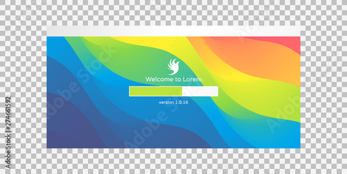 Loading process screen. Installing app or software. Progress loading bar. Abstract background with color gradients. 3d vector Illustration.