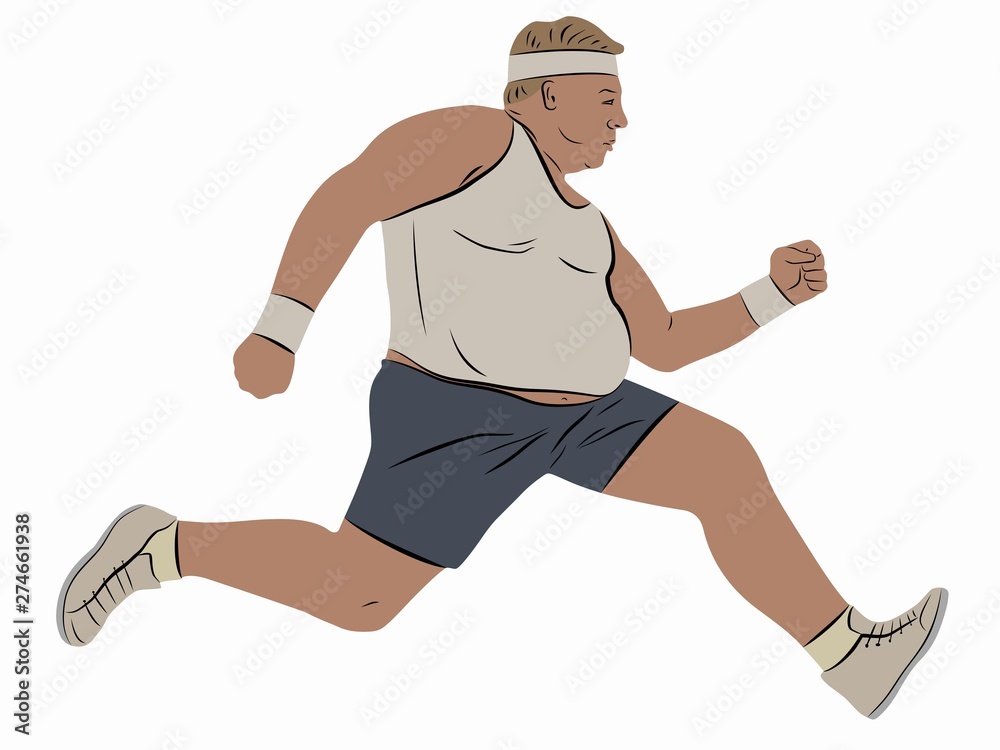 fat man running cartoon