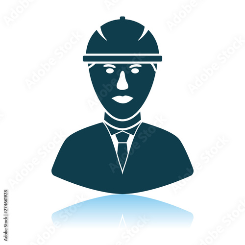 Icon Of Construction Worker Head In Helmet