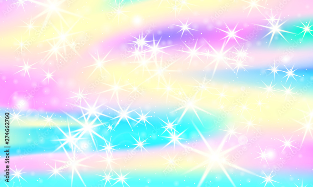 Unicorn rainbow background. Holographic sky Unicorn rainbow background. Holographic sky