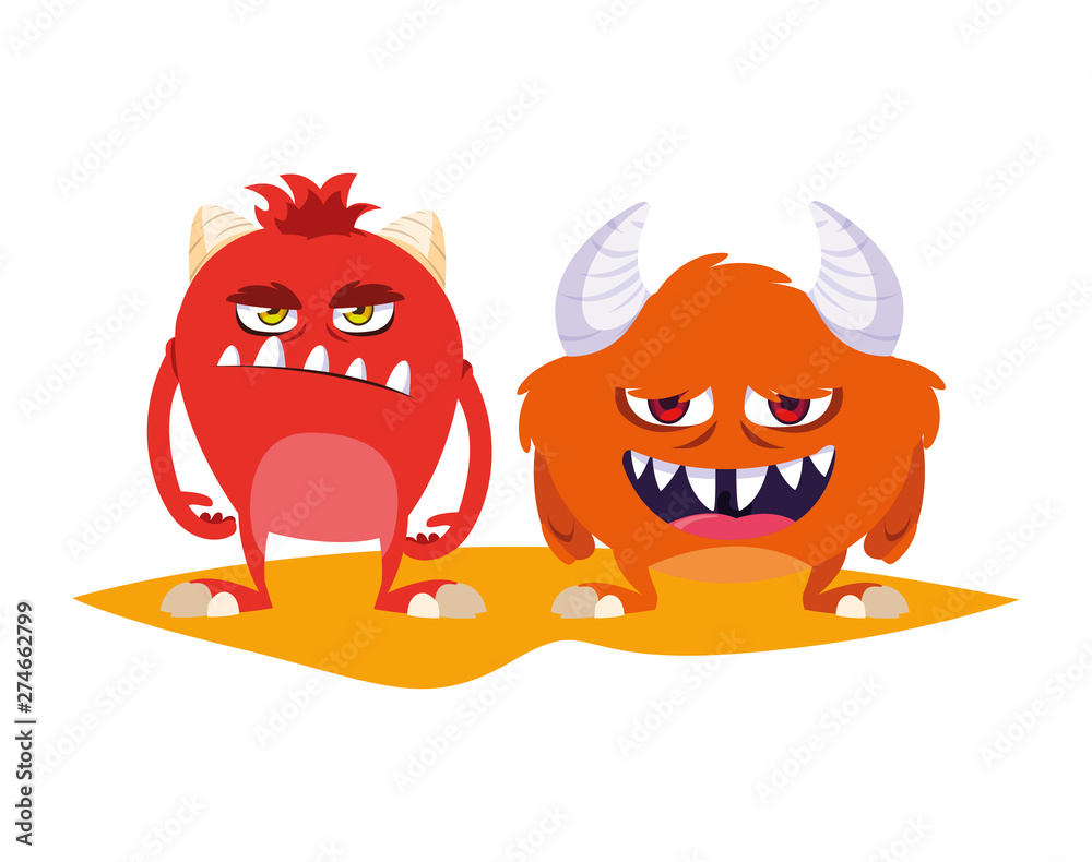 funny monsters couple comic characters colorful funny monsters couple comic characters colorful