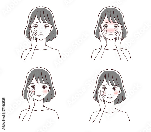 シニア女性の顔　悩み