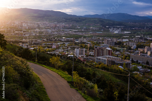 sunset over tiflis blue sky