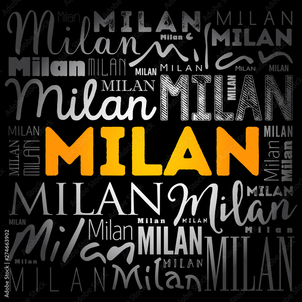Milan wallpaper word cloud, travel concept background