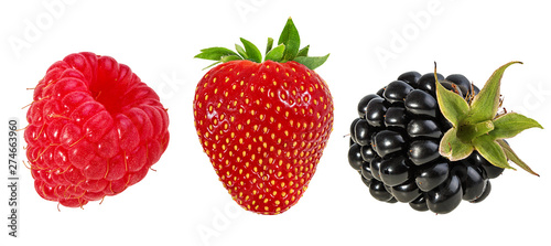 Fresh berries isolated on white background with clipping path