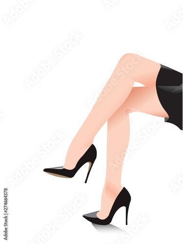 women cross legged in black dress vector illustration