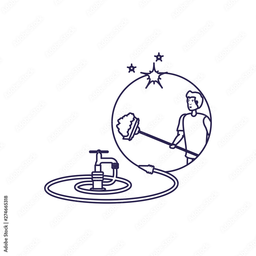 Isolated man cartoon and cleaning design Isolated man cartoon and cleaning design