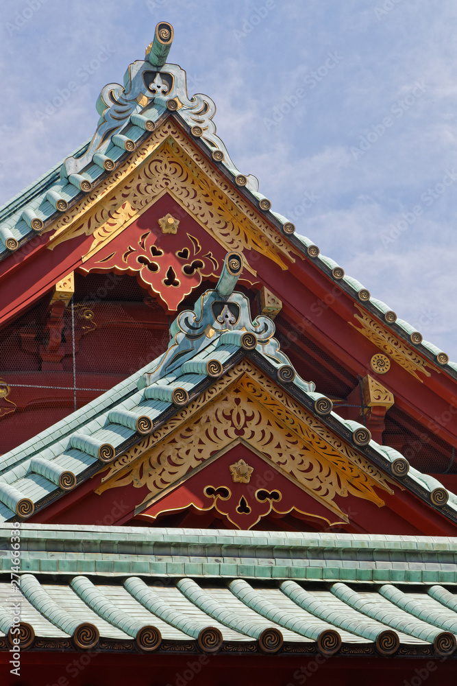 Kanda Myojin temple architectural detail, Akihabara district, Tokyo