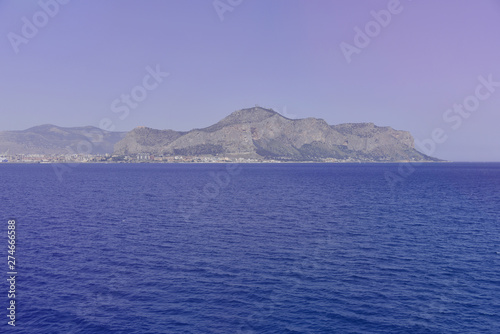 View to the blue  sea from the big ship neart port. Peaceful serene landscape. © as-artmedia
