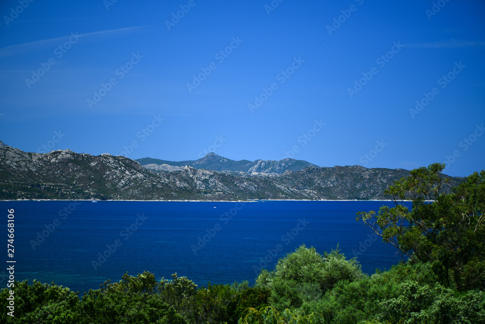 Blue and green landscape in Corsica