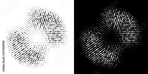 Halftone circle frame dotted background set. Round border Icon using halftone random circle dots raster texture. Grunge circular stain. Vector illustration.