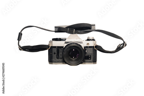 Isolated old vintage film camera on white background