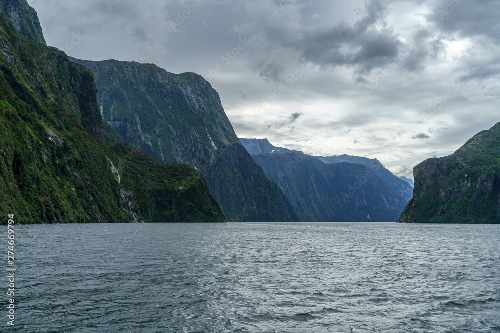 steep coast in the mountains at milford sound, fjordland, new zealand 41