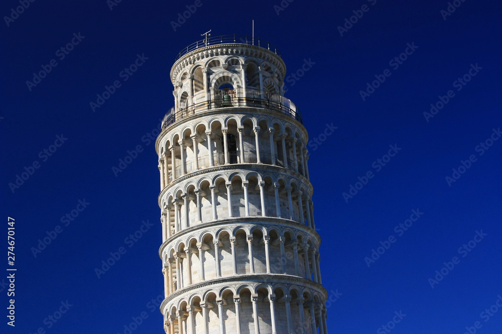 Ancient leaning tower in the city of Pisa, Italy