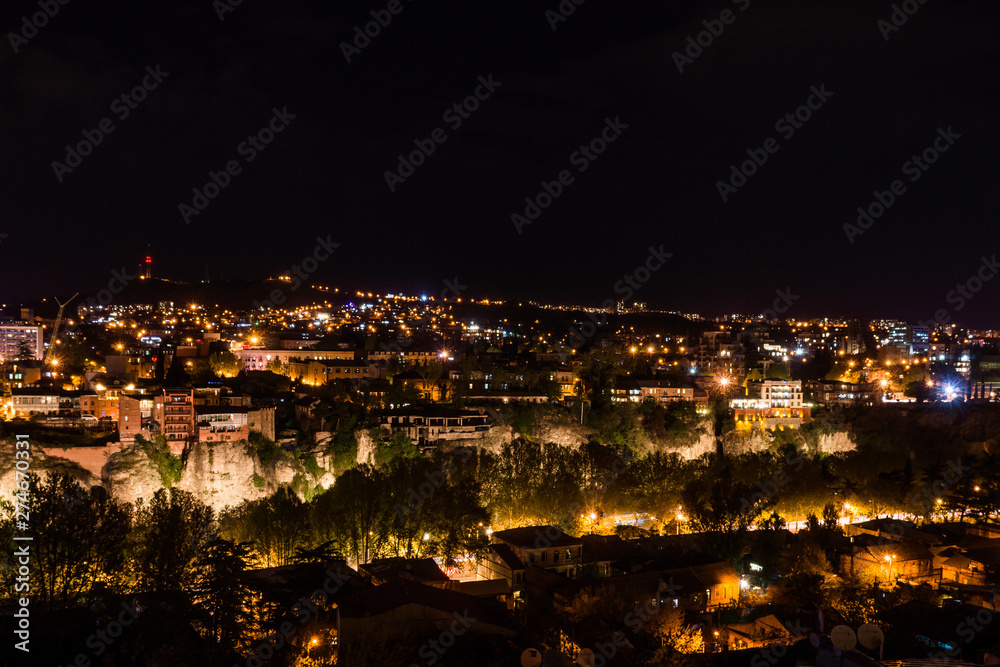 city panorama in tiflis at night