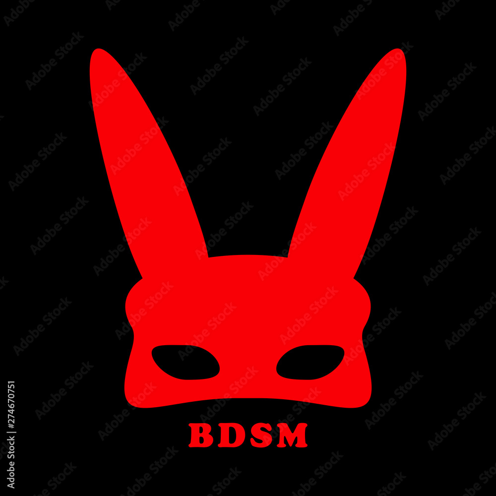 BDSM mask with rabbit ears, red on a black background, a symbol of  submission, vector Stock Vector | Adobe Stock