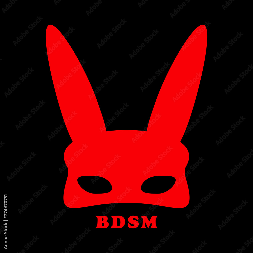 BDSM mask with rabbit ears, red on a black background, a symbol of submission, vector BDSM mask with rabbit ears, red on a black background, a symbol of submission, vector