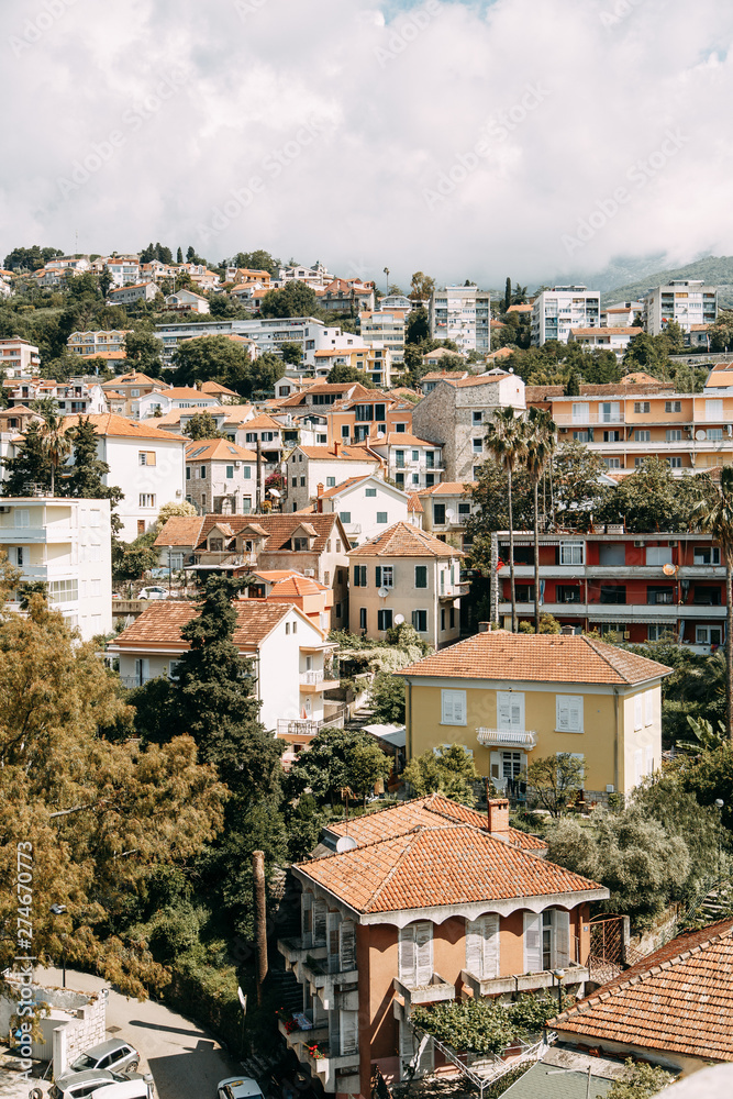  Sights and streets of the old town. Panoramic views of Herceg Novi in Montenegro.