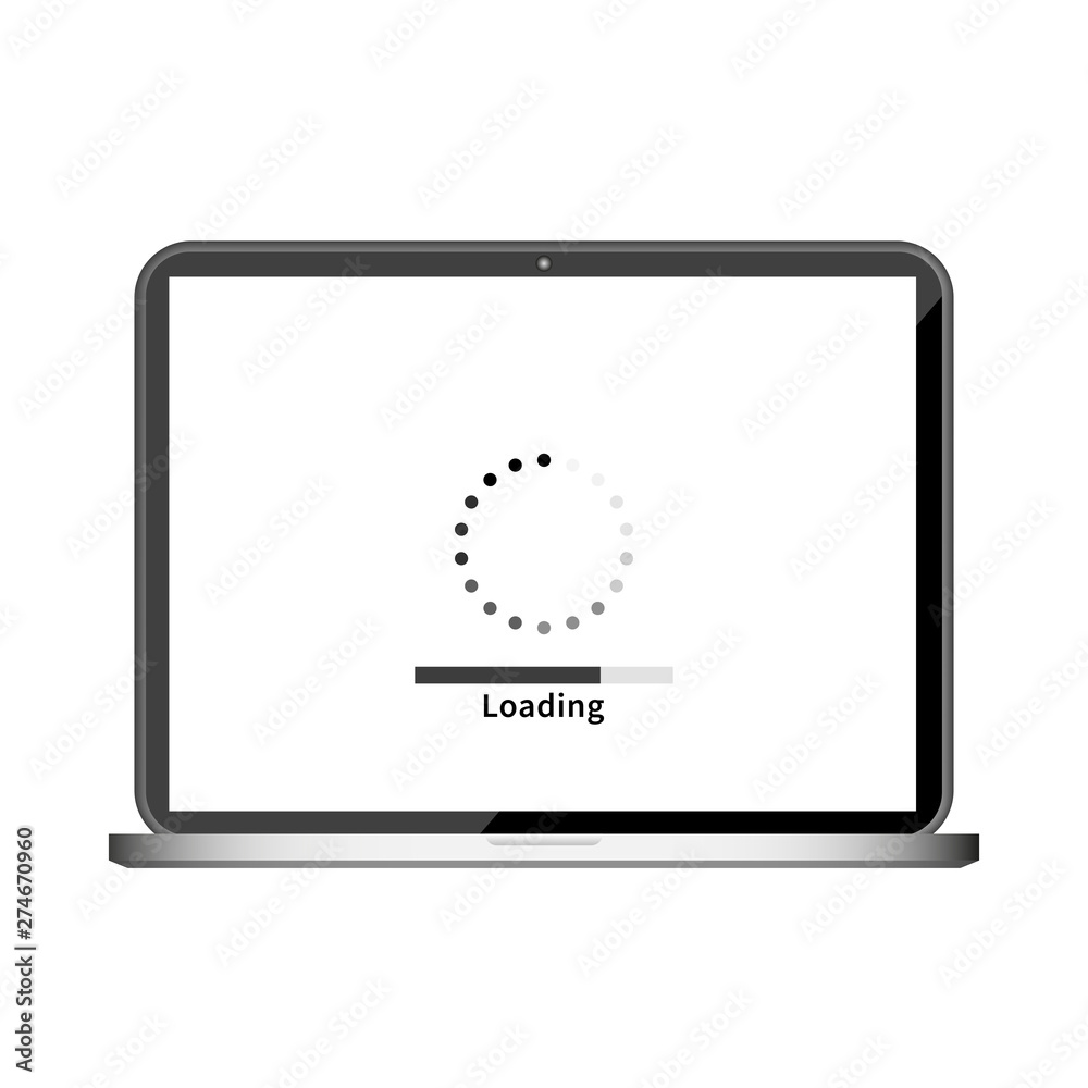 Laptop and loading, on white background, vector Laptop and loading, on white background, vector