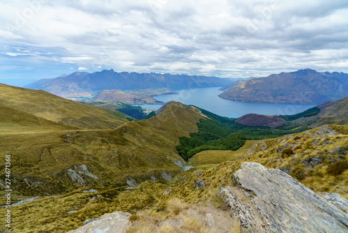 hiking the ben lomond track, view of lake wakatipu at queenstown, new zealand 47