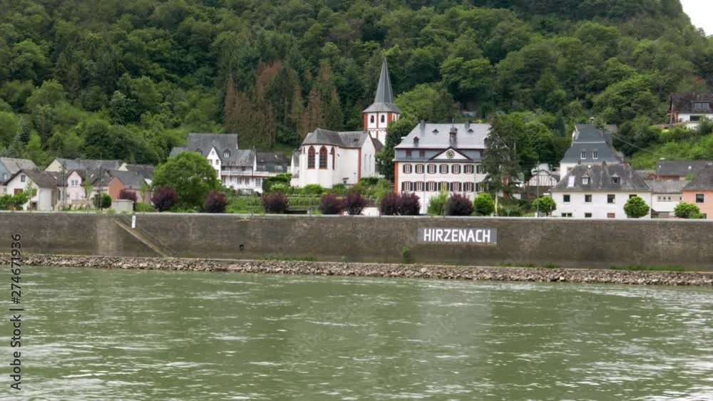 Hirzenach on the banks of the Rhine river