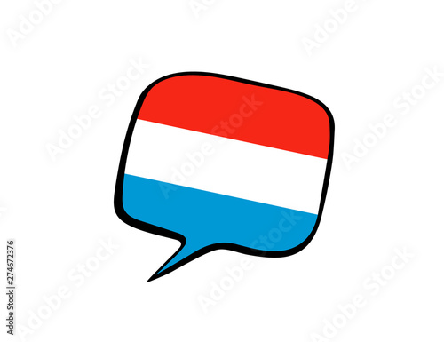 Speech bubble with the flag of Luxembourg on the white background. Vector illustration