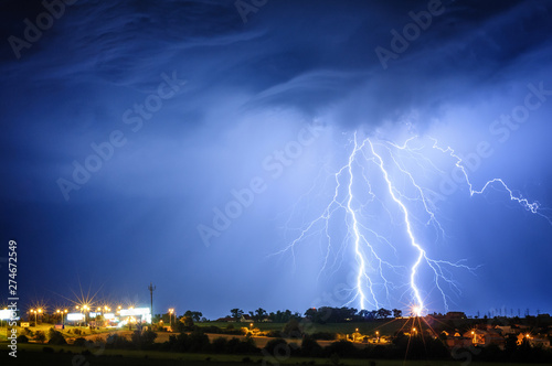 Lightning storm over Prague, Czech republic