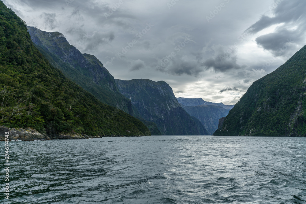 steep coast in the mountains at milford sound, fjordland, new zealand 24
