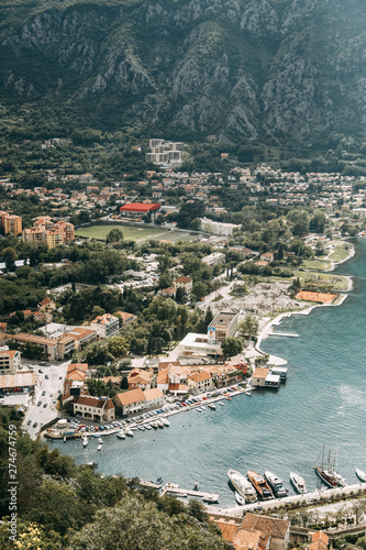  Montenegro attractions. Panorama of the Bay of Kotor and the old town.