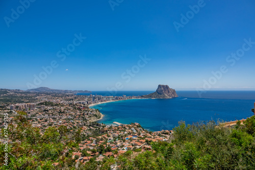 Beaches of Calpe and natural park of Penyal d'Ifac background, Spain