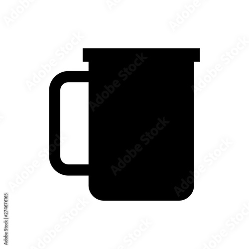 Black Coffee cup flat icon isolated on white background. Tea cup. Hot drink coffee. Vector Illustration